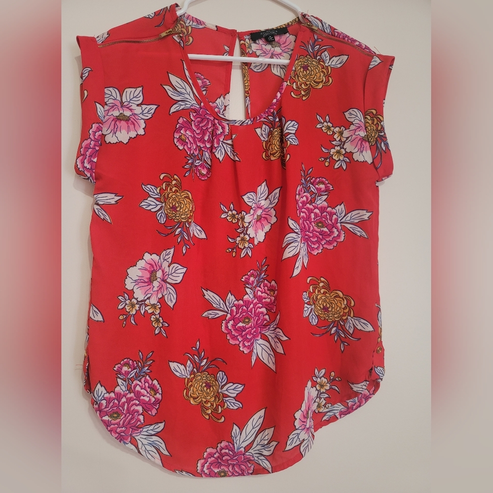 Louise Paris Vibrant Floral Red Blouse
